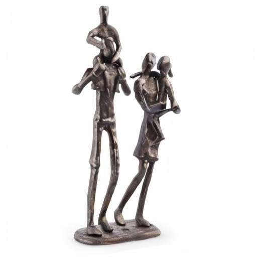 Danya B. Parents Carrying Children Bronze Sculpture, Contemporary Metal Shelf Décor for Home or Office, Celebrating Families, Family of Four, Gift for Couple with Two Children
