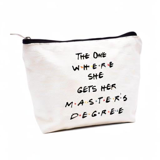 Unique Masters Degree Gift for Grad Student - MBA Gifts - Grad Student Graduation Gift for Best Friend Daughter Cousin Sister - The One Where She Gets Her Master's Degree - Makeup Bag Cosmetic Bag