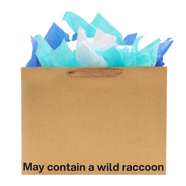 MilkToast Brands Funny Gift Bag, 16" x 6" x 12" Size, May Contain a Wild Raccoon, Large Kraft Paper Bag with Sarcastic Phrases, Funny Gift Bag for Mother's Day, Father's Day, Birthdays, Graduation