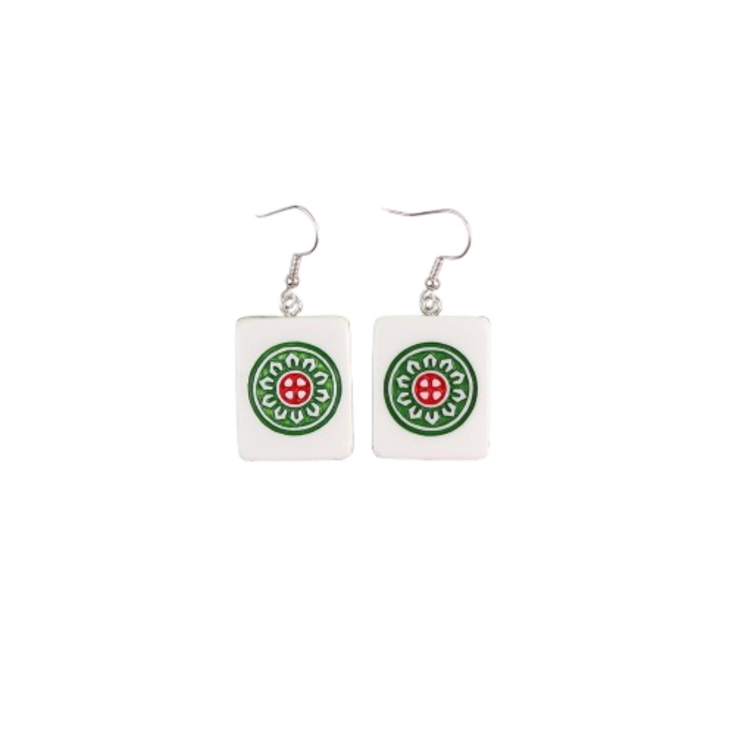 Mahjong Earrings Funny Handmade Resin Mahjong Dangle Earrings Geometric Creative Mahjong Drop Earring for Women