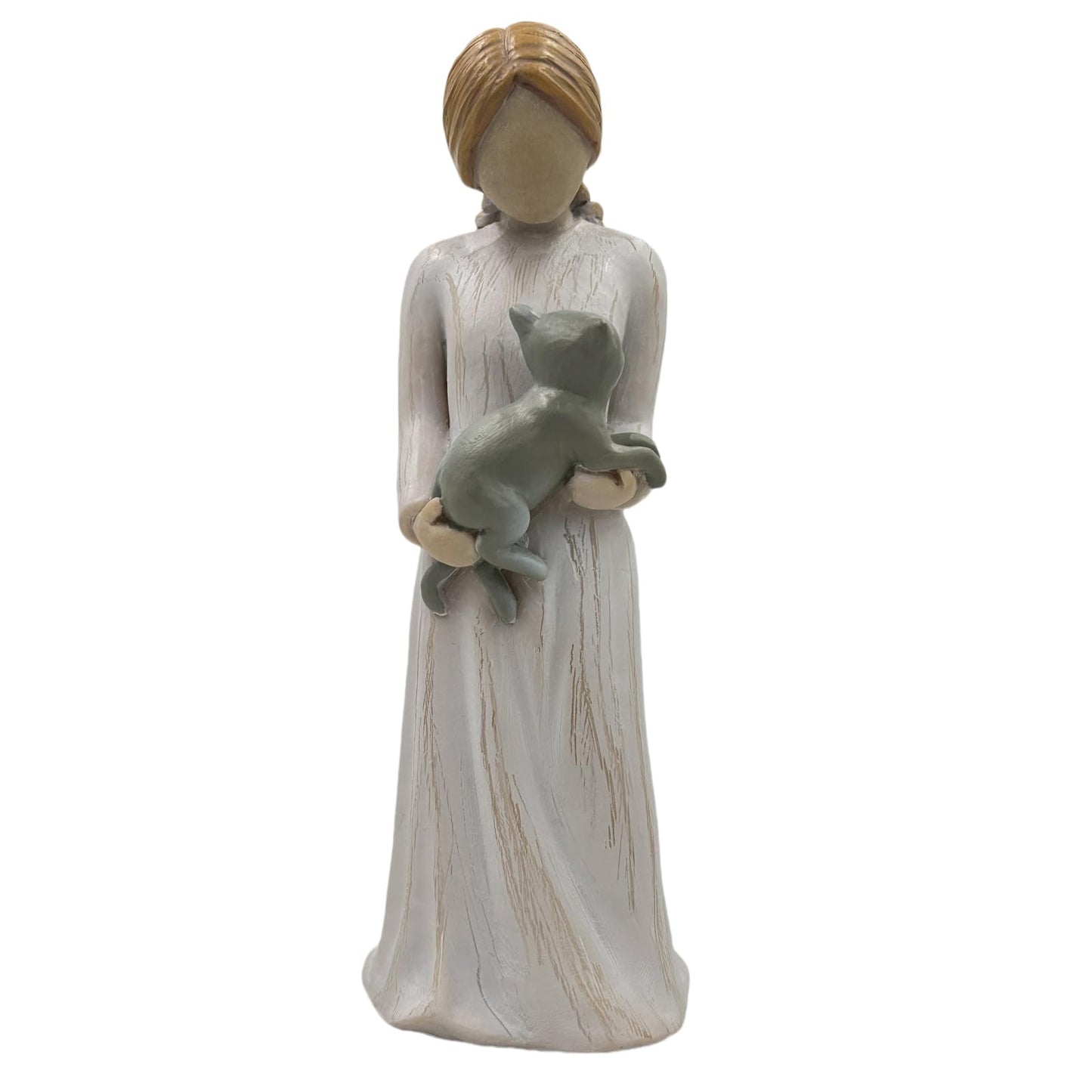Cat Memorial Gifts, Grey Cat Figurines Loss of Cats Sympathy Gift, Friendship Guardian Angel Statue Cats Remembrance Gifts for Women