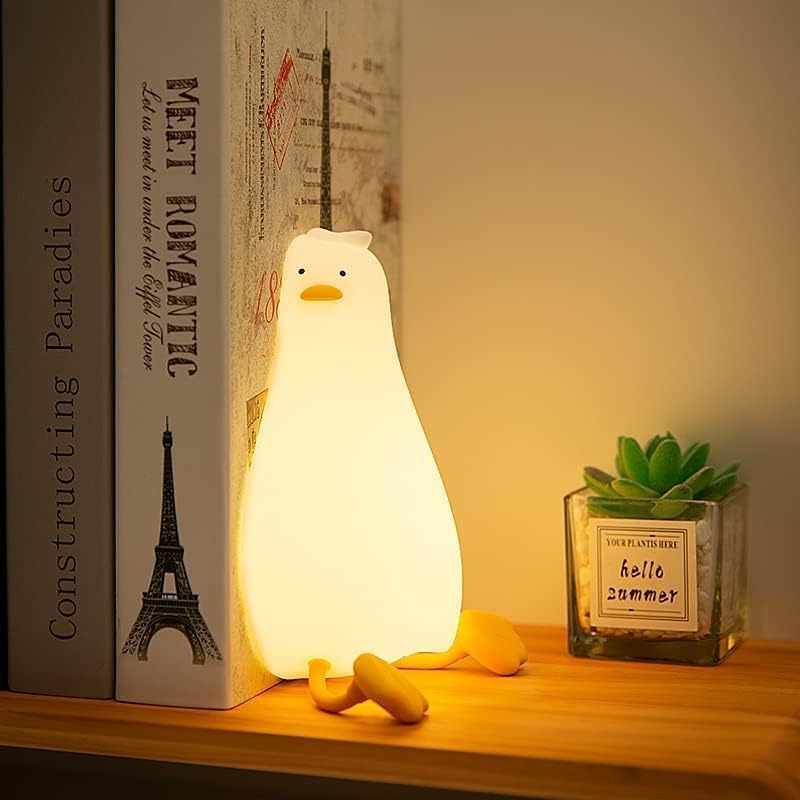 YR YRHH-PET Existential Crisis Duck Lamp, Squishy Kid Cute Lying Flat Duck Night Light, Rechargeable Ducky Lay Touch Lamp, College White Elephant Gifts, Boy Girl Fun Birthday Gift, Safe Silicone Decor