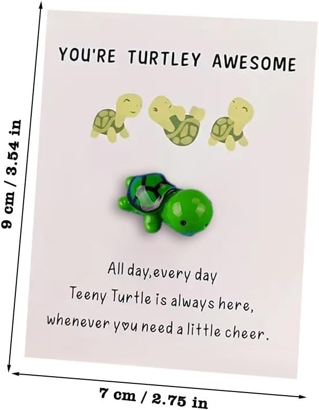 Mini Pocket Hug Turtle, You're Turtley Awesome Inspirational Gift with Card, Thank You Note Cards Greeting Card Mini Sea Turtle Figure Pocket Hug Gift for Friends and Family,Cards and Card Stock (Green)