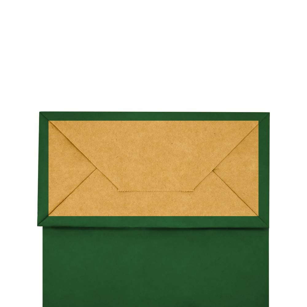 bagmad 100 Pack 5.25x3.25x8 inch Small Green Kraft Paper Bags with Handles Bulk, Gift Bags, Craft Grocery Shopping Retail Party Favors Wedding Business Sacks (Dark Green, 100pcs)