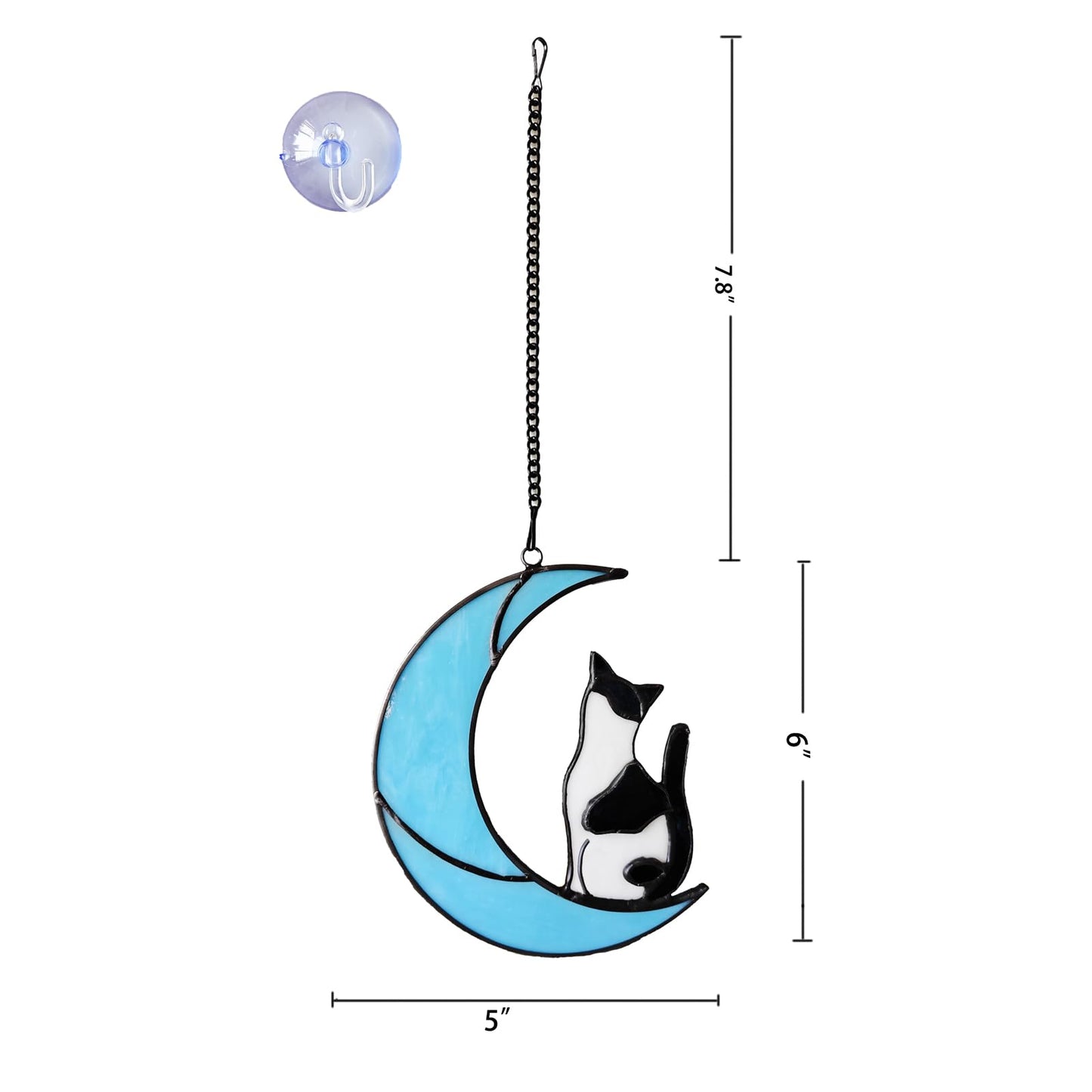 Black and White Tuxedo Cat Memorial Gifts - Handmade Stained Glass Suncatcher Window Hanging, Cat Loss Sympathy Gift for Owners