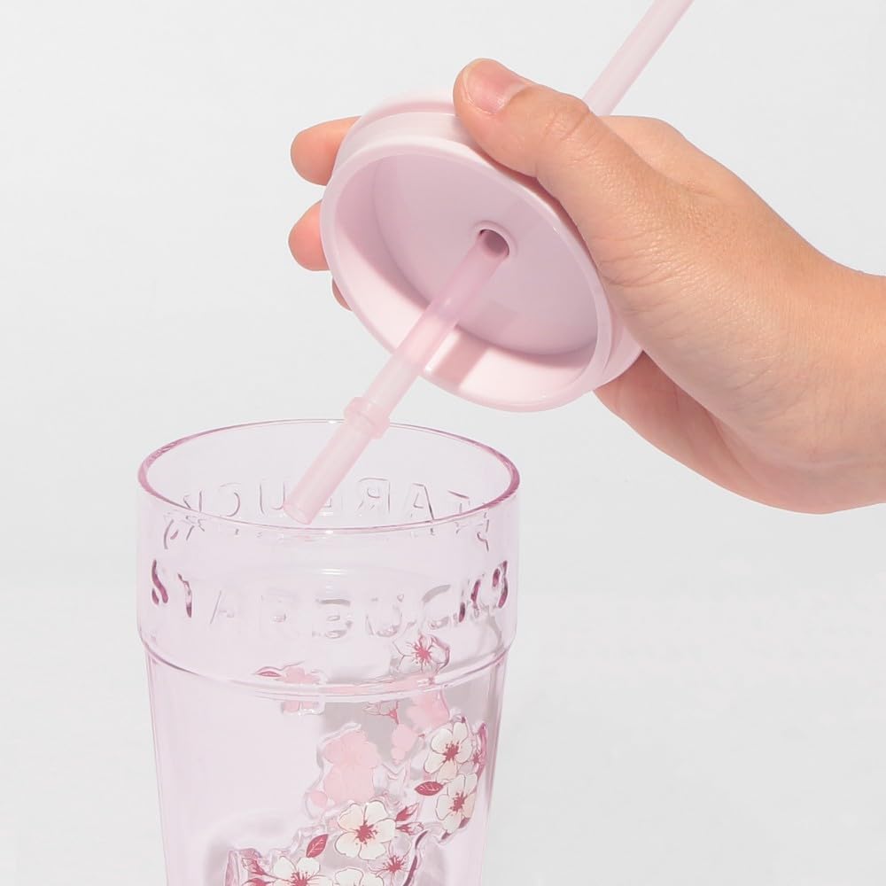 Starbucks SAKURA 2026 Glass Tumbler, Pink, 473ml, with Straw