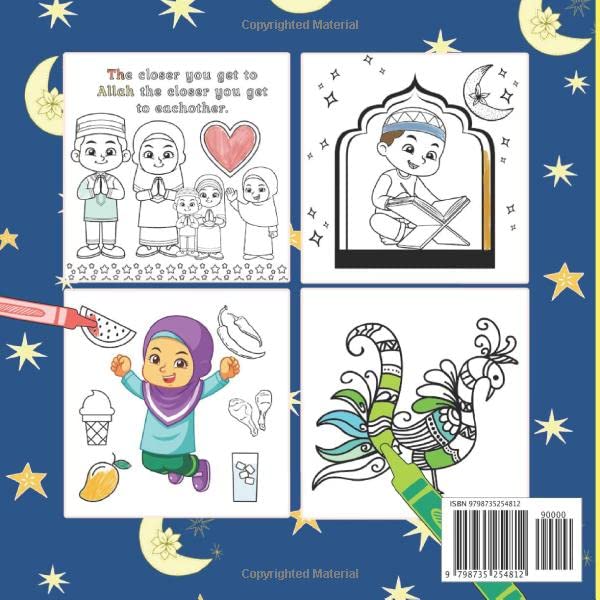 Ramadan & Eid Coloring Book For Kids Ages 3-7: Cute Islamic Themed Pictures For Little Muslims. Celebrate the Gift of Prayer and the Holy Month of Fasting.