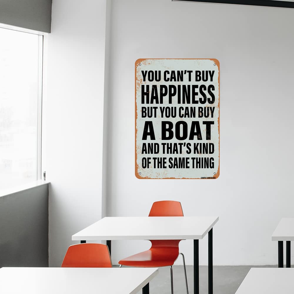 GIMIPAT Sign You Can't Buy Happiness BUT You CAN Buy A Cabin Funny Art Metal Tin Sign 8x12 inch Bar Pub Indoor Outdoor Wall Decor Gifts Man Cave