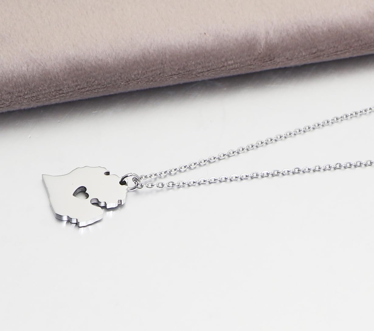 Stainless Steel State Map Pendant Necklace Country Map Necklace Going Away Gift for Best Friend Traveling Keepsake State Pride