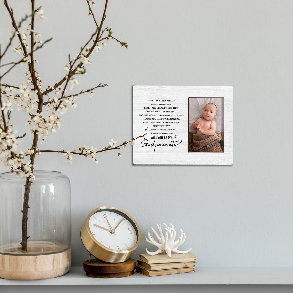Godparents Proposal Gift, Picture Frame Gifts for New Godparents Announcement, Godparents to Be Gift, Will You Be My Godparents Wood Picture Frame for Tabletop Display, Holds 4x6 Inches Photo