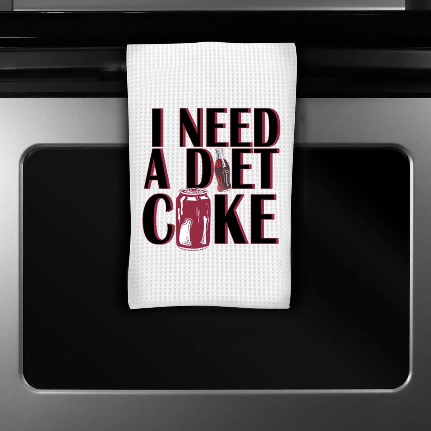ZJXHPO Diet Drinks Kitchen Towel - Waffle Weave, Polyester/Polyamide Blend, 16"x24", Need Diet Towel