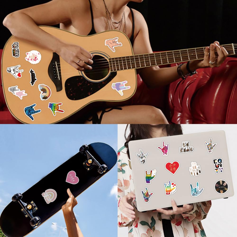 61PCS Be Kind ASL Stickers,Aesthetic Sticker,Vinyl Waterproof Be Kind ASL Stickers,for Water Bottle Laptop Phone Journal,Gifts for Kid Girl Women (Be Kind ASL)