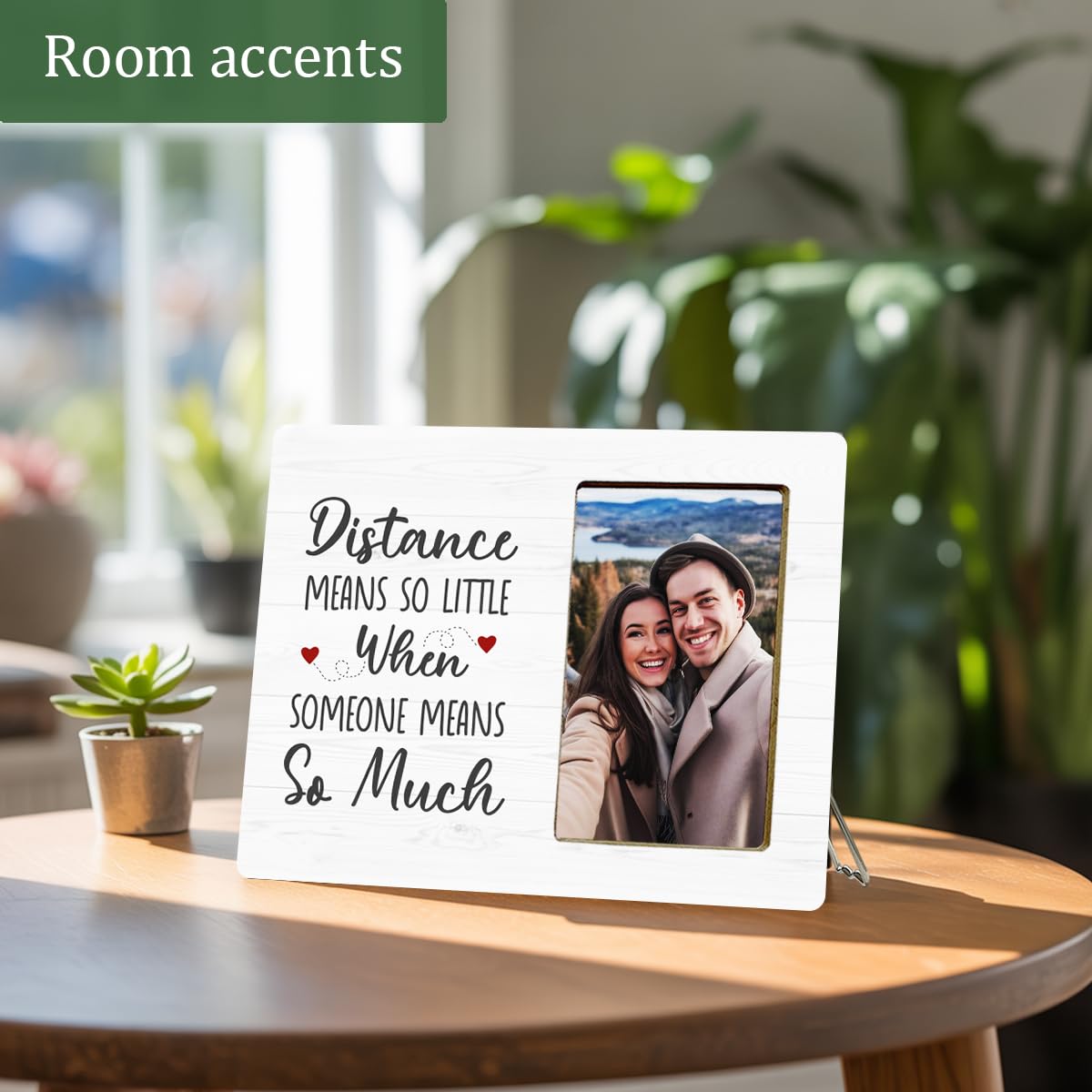 Long Distance Relationship Gifts Wooden Picture Frame for Couple Girlfriend Boyfriend, Couple Gifts Picture Frame for Lover