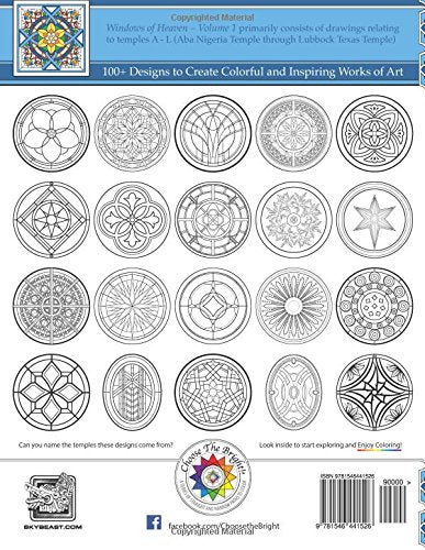 Windows of Heaven: Art Glass, Doors & Motifs of LDS Temples - Coloring Book - Volume 1: A - L (Aba Nigeria through Lubbock Texas)