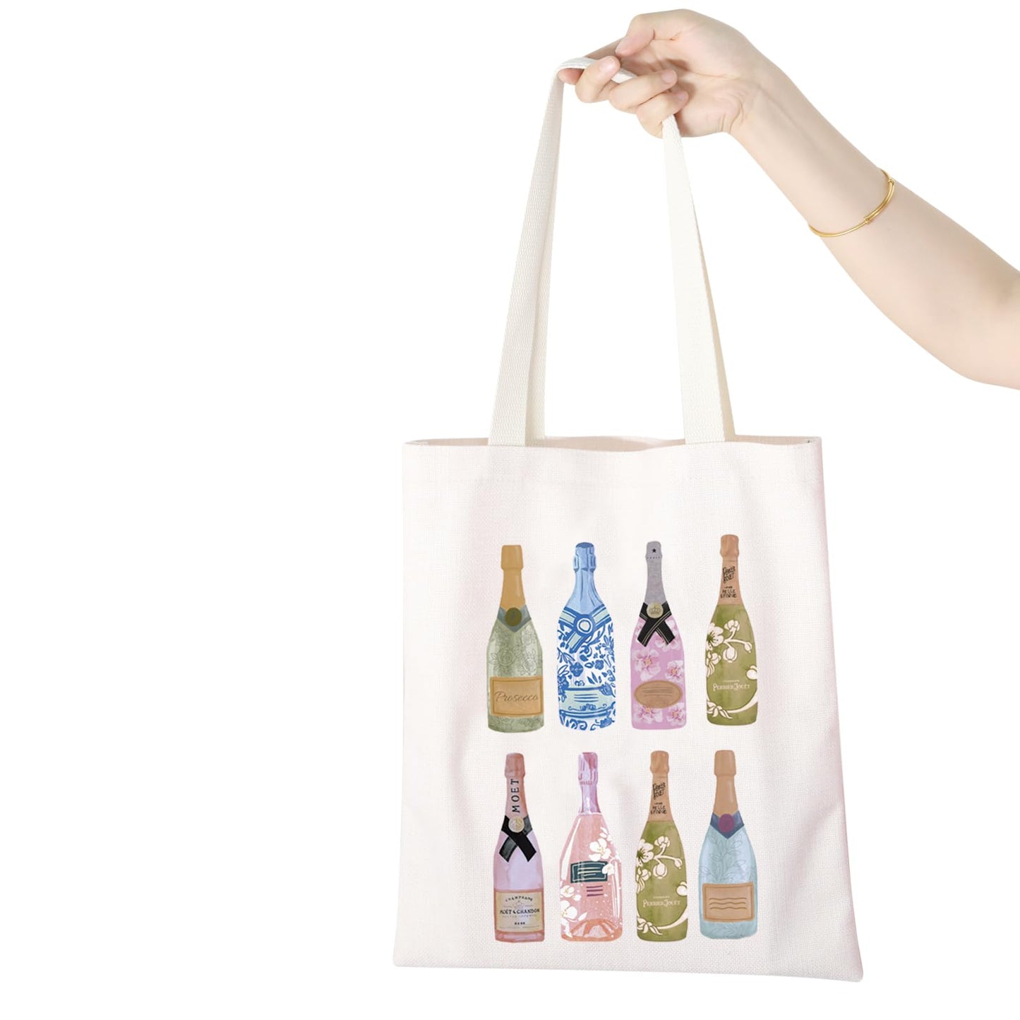 WCGXKO Funny Champagne Lover Gift Home Bar Merch Themed Flour Sack Tote Shopping Bag (Moet)