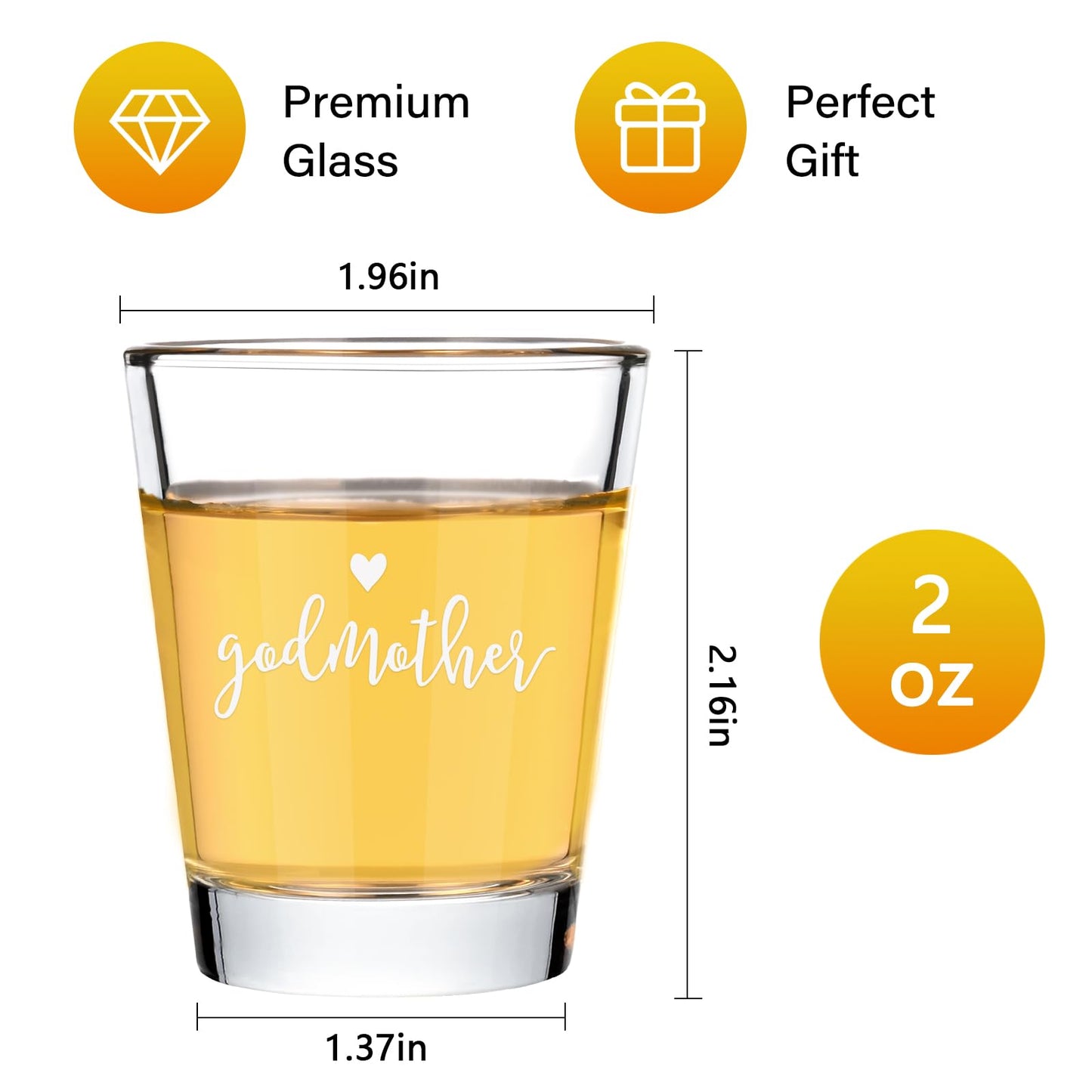 Futtumy Godparents Proposal Gift, 2 OZ Godfather Godmother Shot Glasses Set of 2, Godmother Proposal Gifts, Mother's Day Father's Day Birthday Christmas Baptism Gifts for Godparents from Godchild