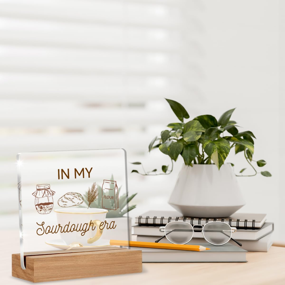 Funny Sourdough Gifts for Baking Lovers, Baking Gifts for Bread Bakers Mom Friend Coworker, In My Sourdough Era Acrylic Plaque Desk Signs Decor 4 × 4 Inches