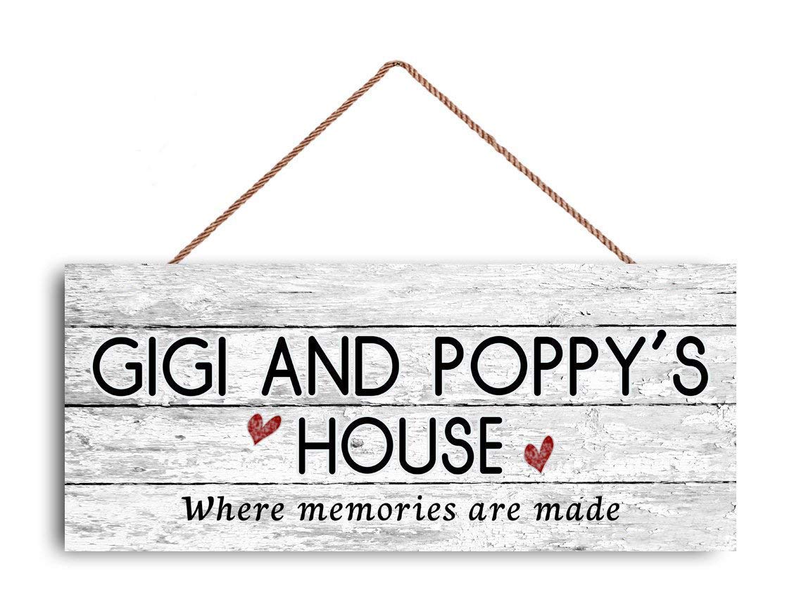12x6 inch New Sign Gigi and Poppy's House Sign, Where Memories are Made, Distressed Style, Gift for Grandparents, Indoor Outdoor Sign