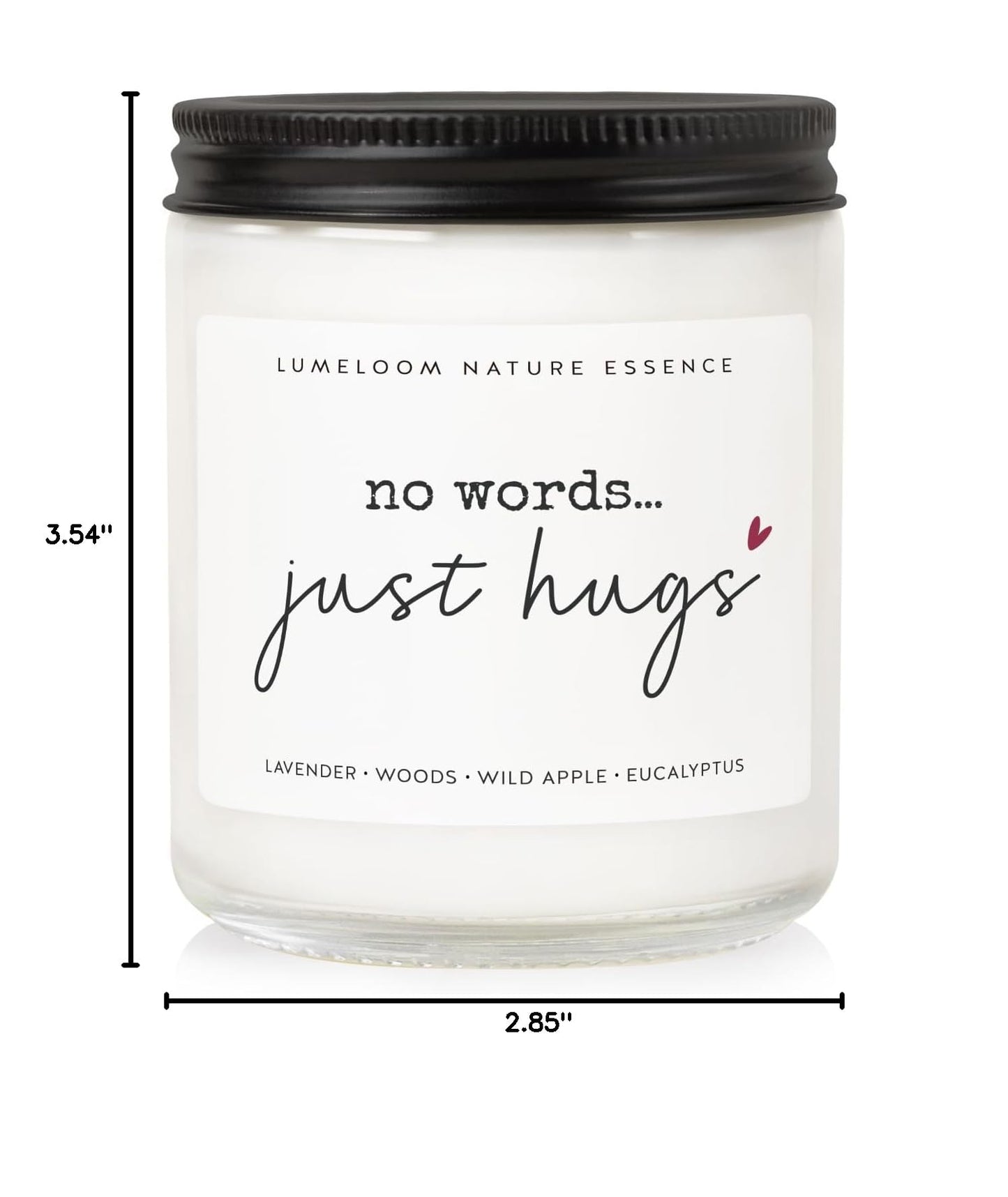 LUMELOOM Sympathy Gifts for Loss of Loved One, Memorial Gifts - 9oz Lavender Scented Soy Wax Candle - No Words Just Hugs, Bereavement, Grief, Think of You, Miscarriage, Get Well Candle for Women