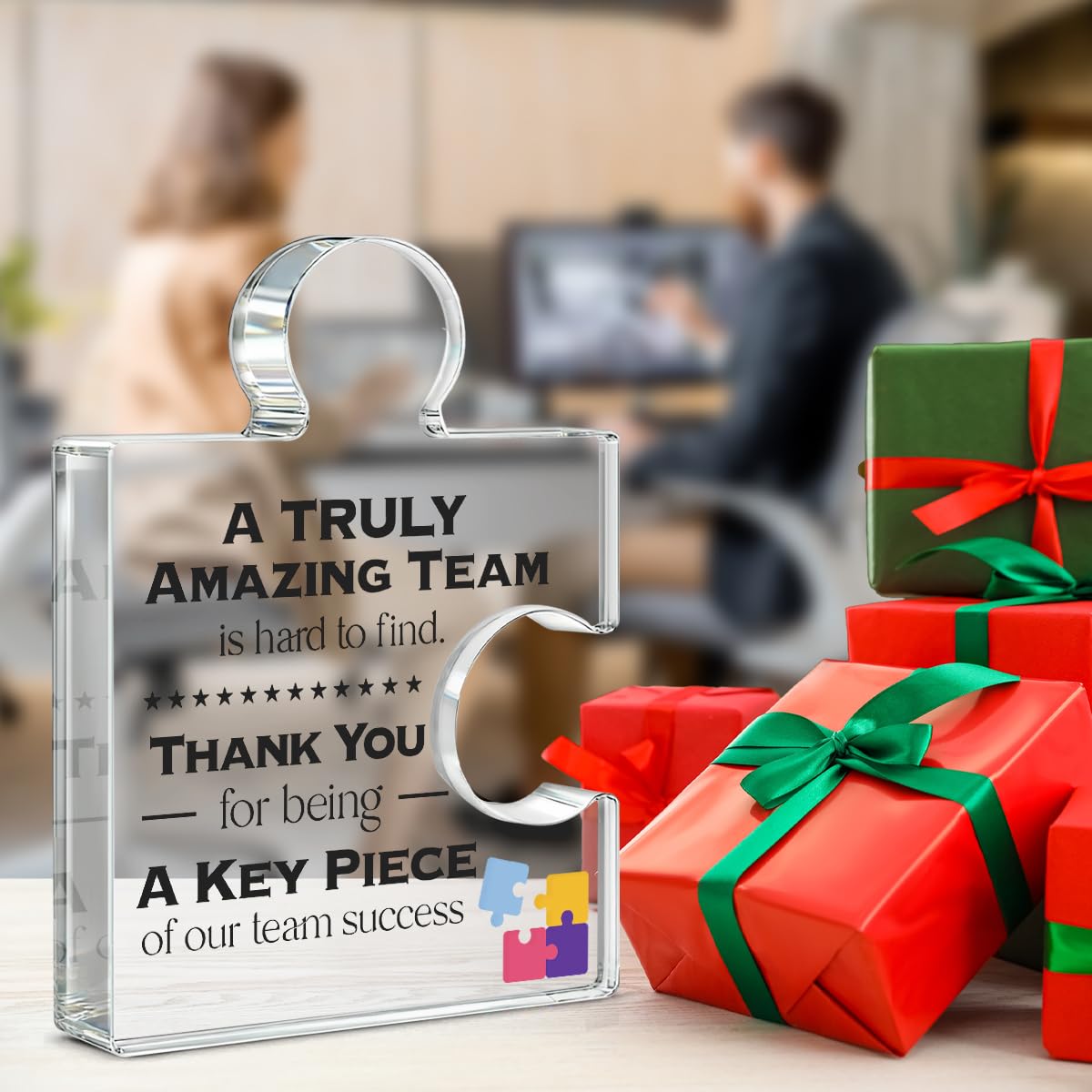 Team Thank You Appreciation Gifts for Coworkers Colleagues Employees, Teamwork Gift Best Teams Ever Gifts a Truly Amazing Team Is Hard to Find Acrylic Puzzle Piece Plaque Office Decor