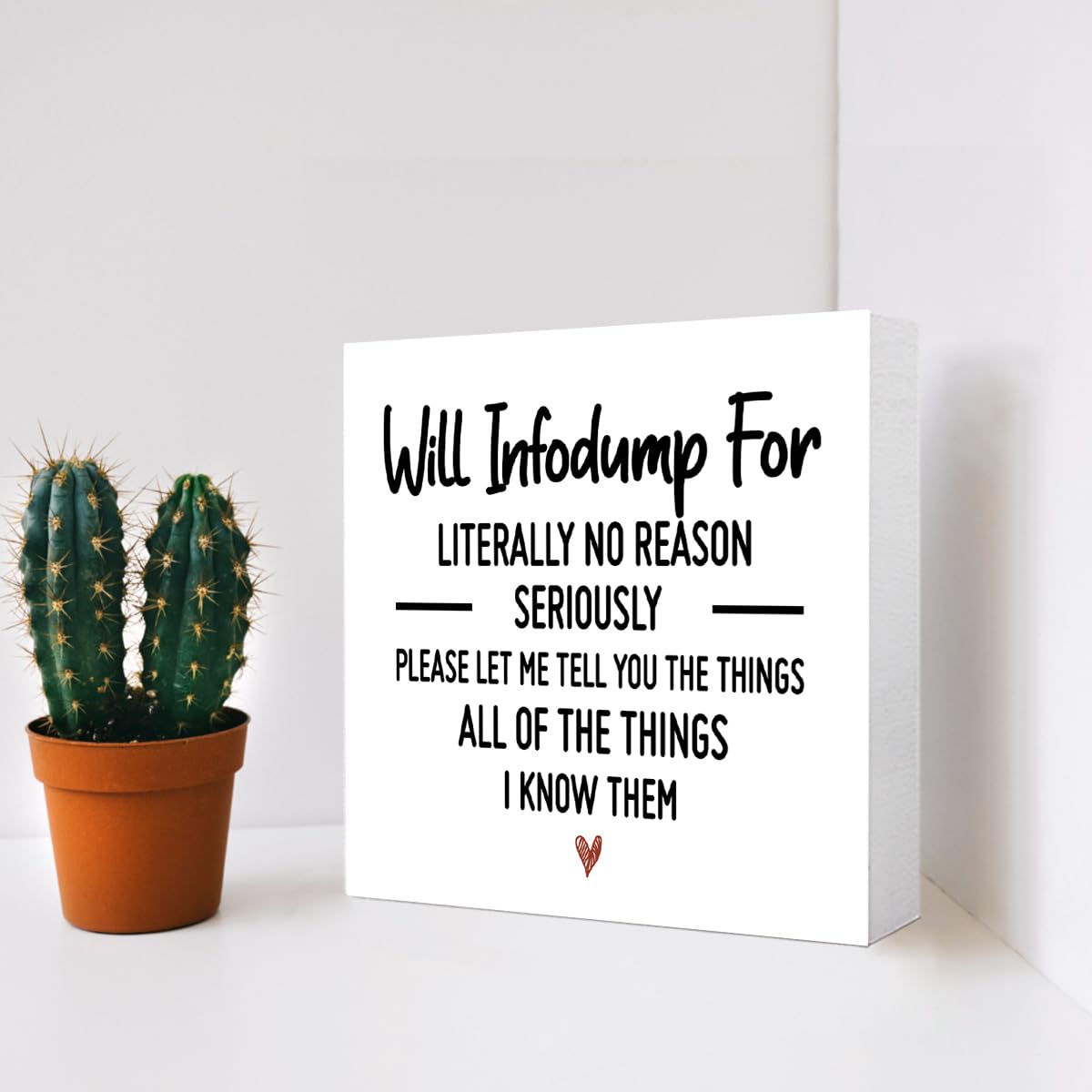 Funny Adhd Desk Decor Wood Box Sign,All Of The Things I Know Them Wooden Block Sign for Home Office Tabletop Shelf Decor 5" x 5",Adhd Gifts for Women
