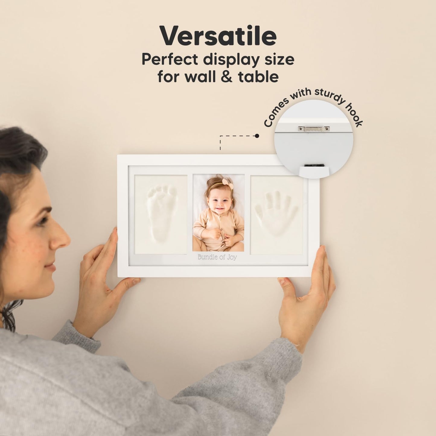 KeaBabies Baby Hand and Footprint Kit - Clay Handprint Keepsake Frame, Newborn Nursery Picture Frame, Personalized New Mom Gifts for Baby First Christmas Shower (Alpine White)