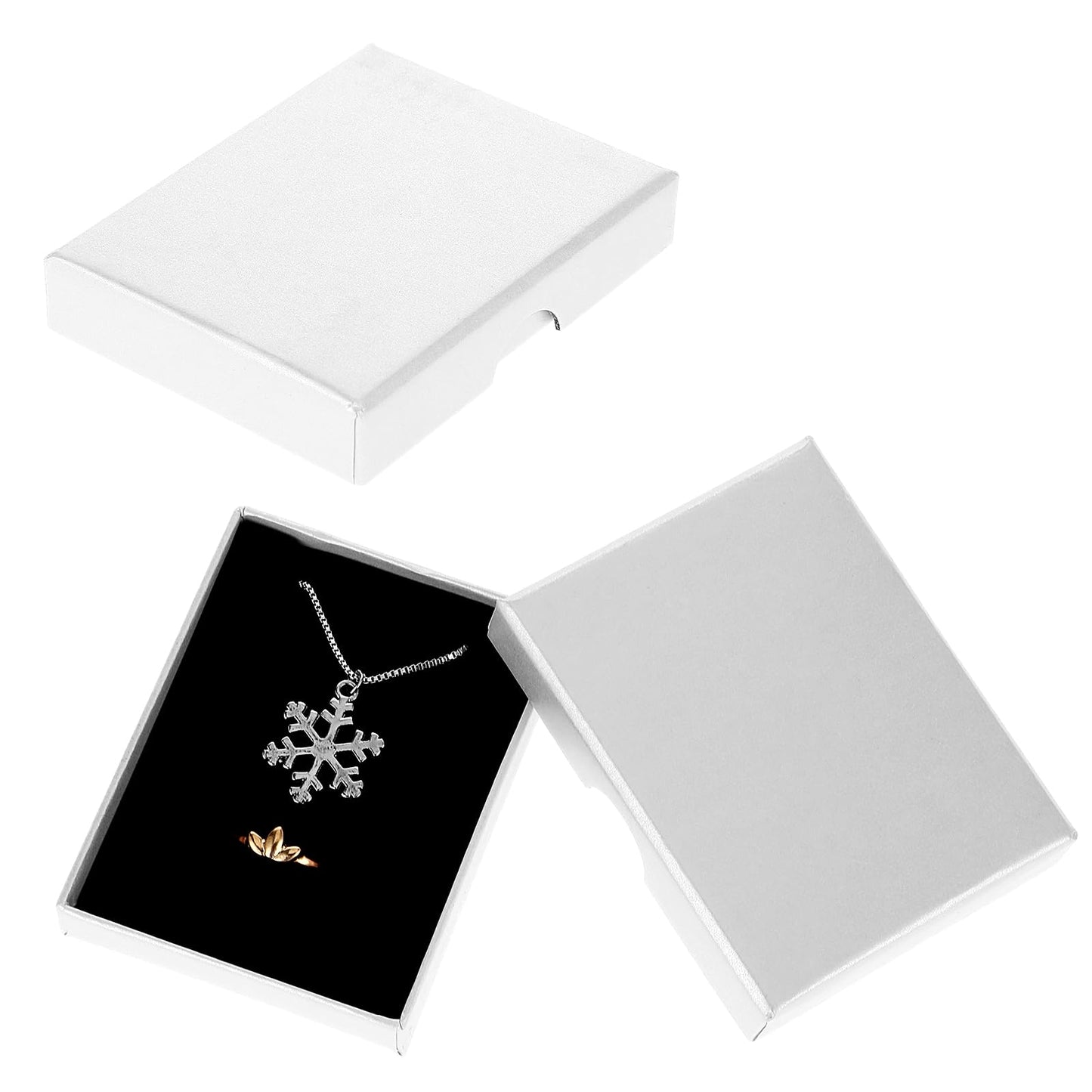 2 Pack Small Jewelry Gift Box, Cardboard Jewellery Box with Lids Pendent Storage Case Necklace Bracelet Earring Cardboard Organizer Square Jewelry Gift Boxes for Necklaces Bracelets Earrings(White)