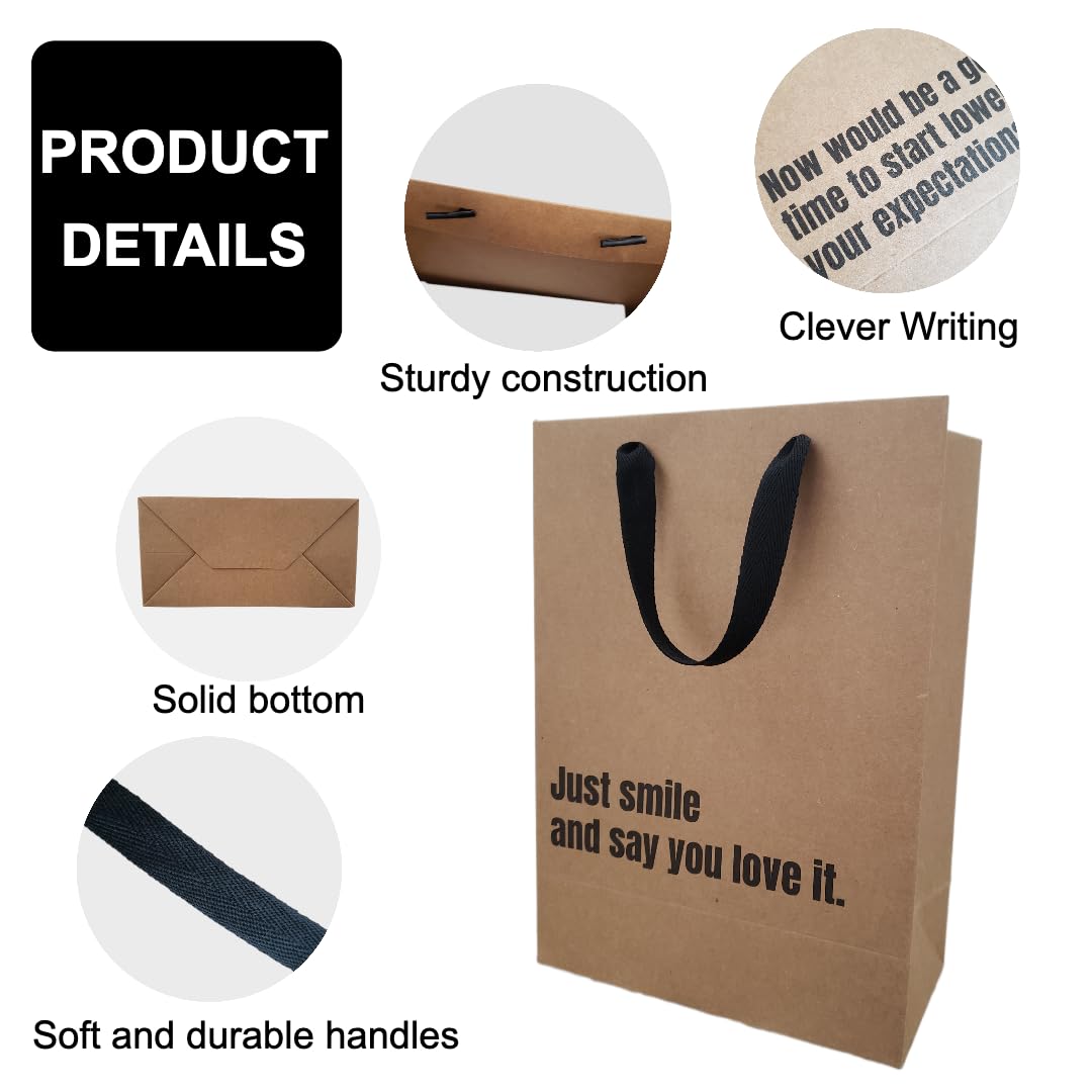 Ali & Boo Funny Gift Bags, 6 Piece Set, Medium Gift Bags with Tissue, Funny Birthday Gift Bag, Birthday Gift Wrapping, Gag Gifts