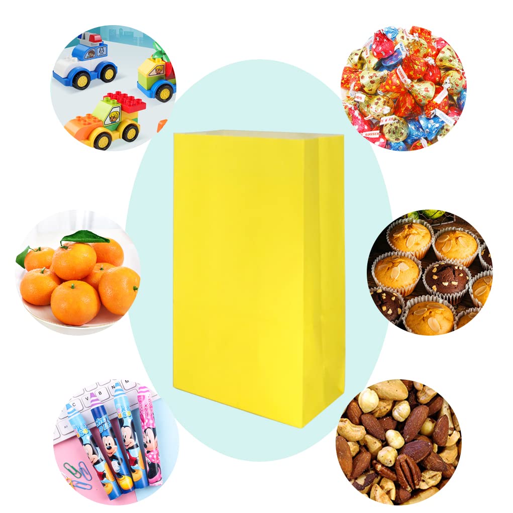 Artseen Medium Party Favor Paper Bags for Party Celebration Treated Paper Bags 5.10X3.10X9.4 inches(24 CT)… (Yellow)