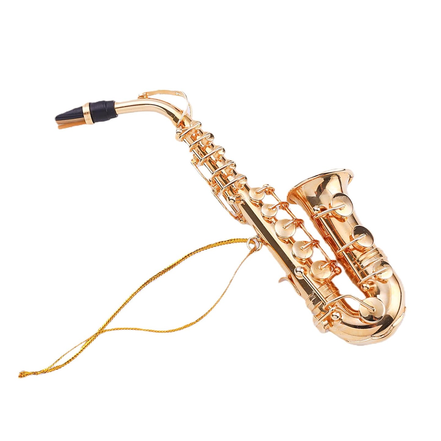4.72" Brass String Miniature Saxophone Hanging Ornament Mini Musical Instrument Saxophone Replica Christmas Tree Display Ornament Home Decoration Model Birthday Gifts (4.72" Alto Saxophone)