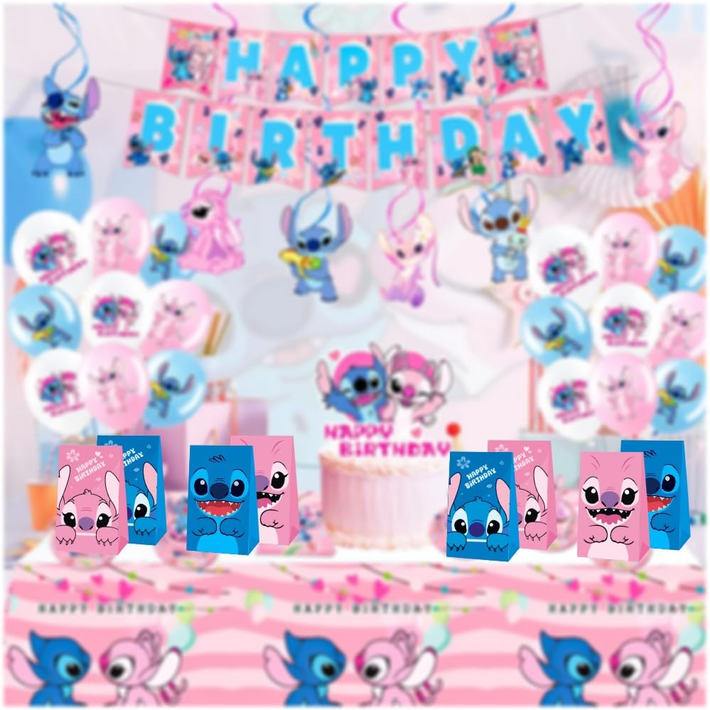 ARHAVI 12Pcs Stitch Party Gift Bags Goodie Bags, Stitch Birthday Party Supplies for Kids Birthday Decorations