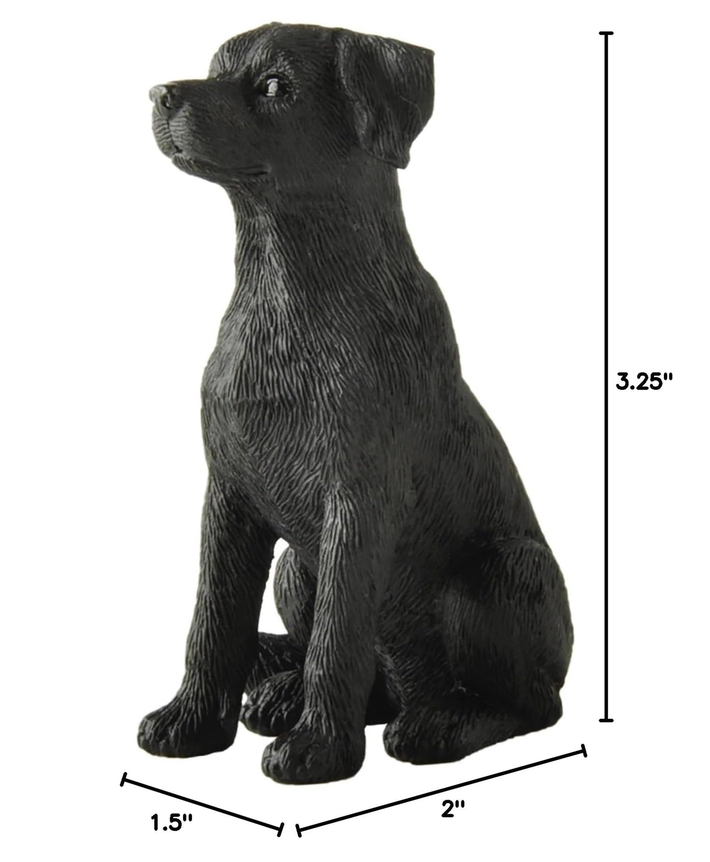JFSM INC. 3.25" Black Labrador Dog Sitting Up Figurine - Black Lab Gift, Resin Pet Statue, Holiday Stocking Stuffer - Home or Office Desktop Decoration