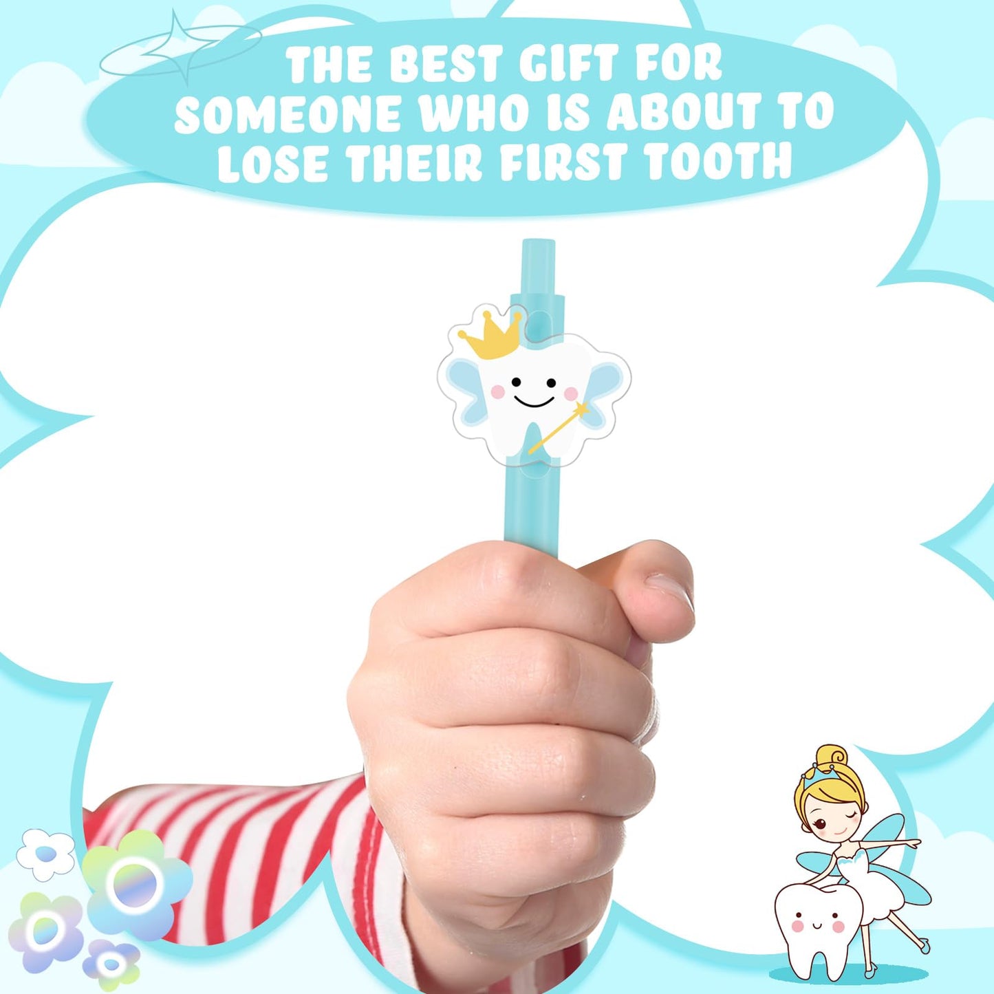 12 Pcs Tooth Fairy Wand Pens, Cute Tooth Fairy Gifts for Lost Teeth Rewards, Fun Writing Pens for Prizes, Dental Hygiene Rewards & Birthday Party Favors