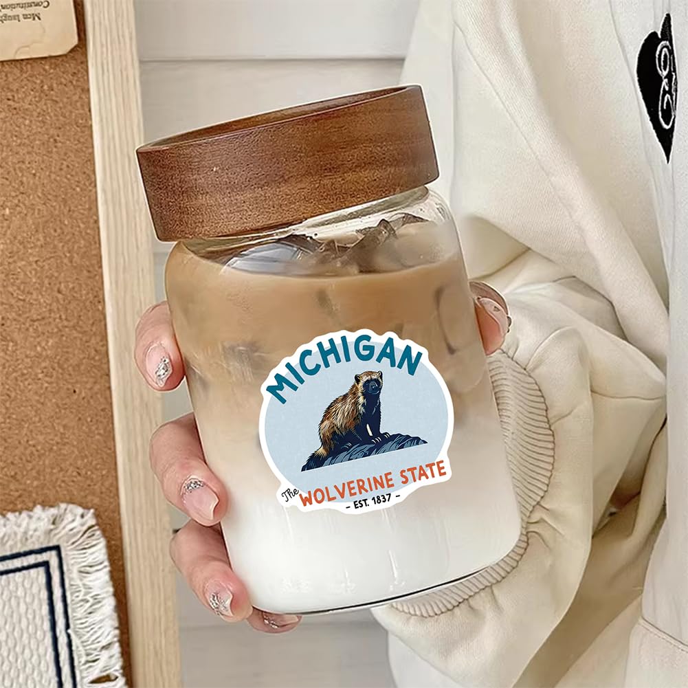 Michigan State Stickers |53Pcs Michigan MI Travel Waterproof Vinyl Decals for Water Bottles Laptop Luggage Cup Computer Mobile Phone Skateboard Guitar Helmet Snowboard Décor