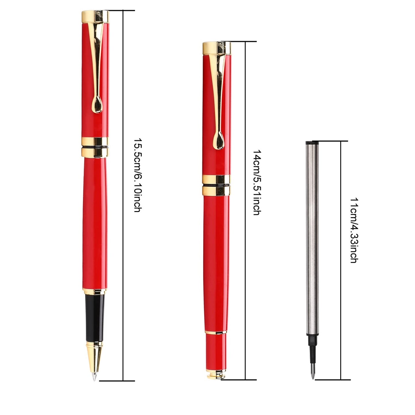 YIVONKA Luxury Ballpoint Pens Best Ball Pen Gift Set for Men & Women Professional Executive Office Nice BallPens Classy Gift Box Ballpoint Black Refill Line width 0.5mm (Red Gold)