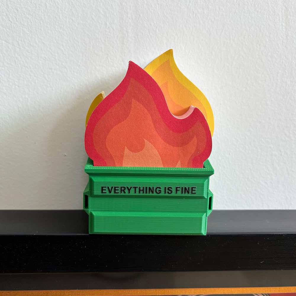 Infmetry Garbage Can Fire Sticky Notes Office Supplies Flame Notepads Desk Accessories Funny White Elephant Gifts for Coworker Boss Teacher Women Men Adult 300 Sheets