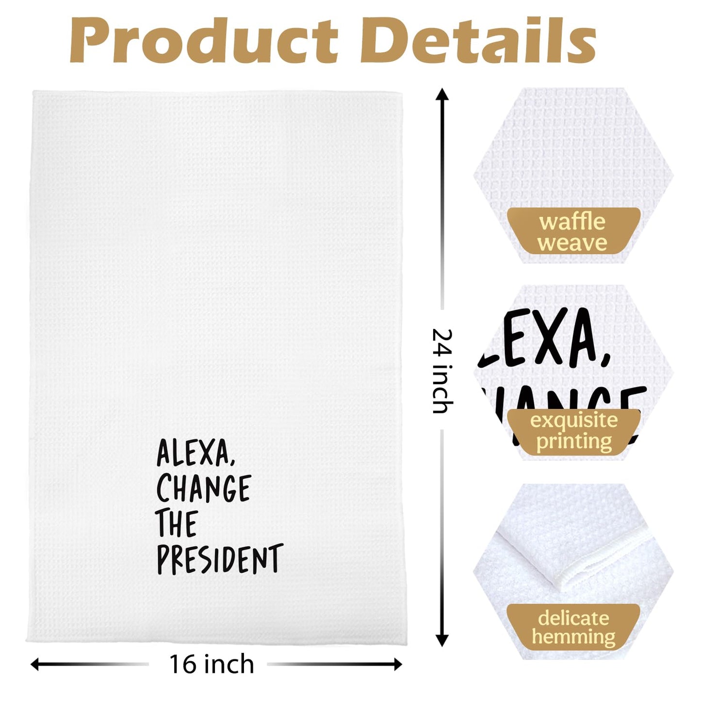 Funny Political Kitchen Towels - Change The President Waffle Weave Dish Towels, Funny Kitchen Bathroom Decor, House Warming Gifts, Changing Towel, 16×24 Inches
