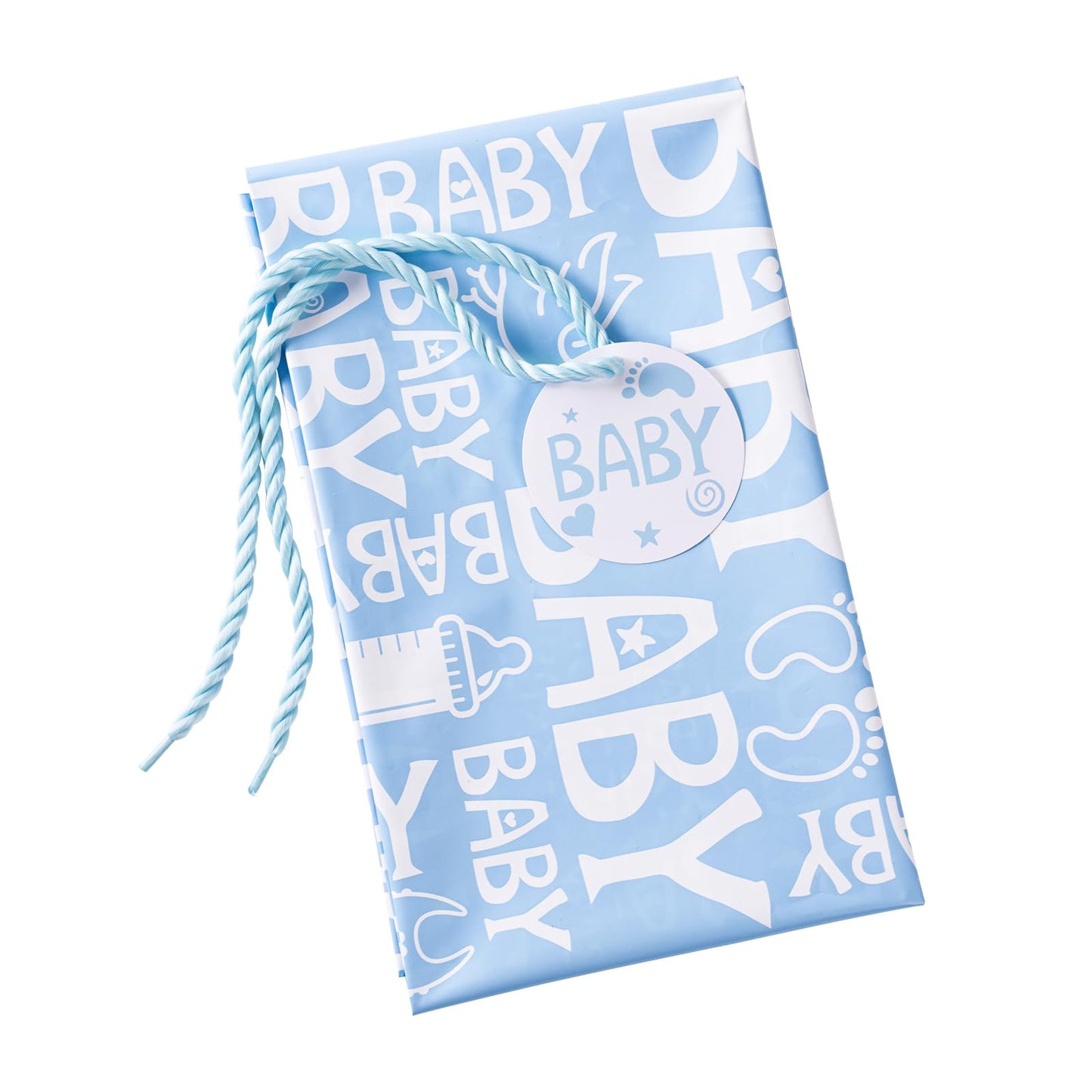 Loveinside Blue Jumbo Large Plastic Gift Bag, Baby Girl Design Plastic Bag with Tag and Tie for Birthday, Baby Shower and Holiday, 56" x 36", 1 Pcs