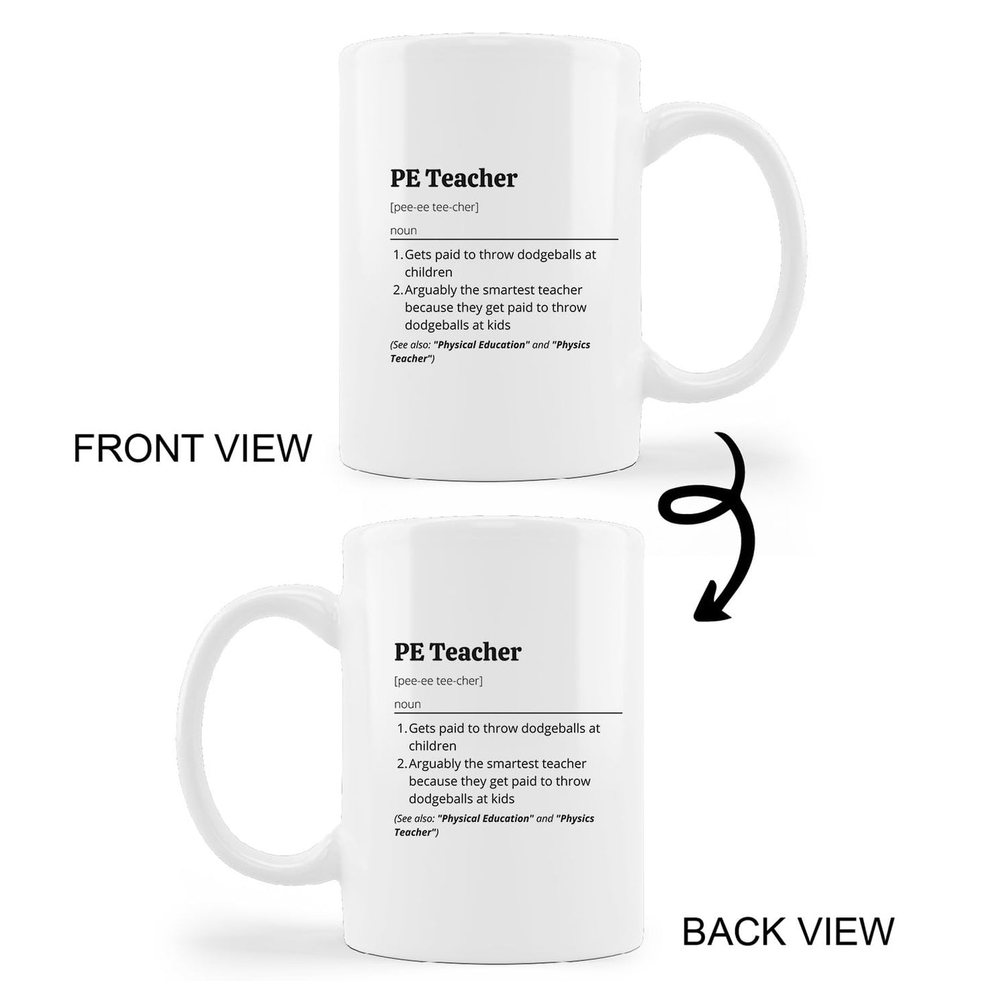 Minimalist Ceramic Mug-11oz Coffee Milk Tea Mug Cup with Handle - PE Teacher Definition Physical Education Appreciation Gift