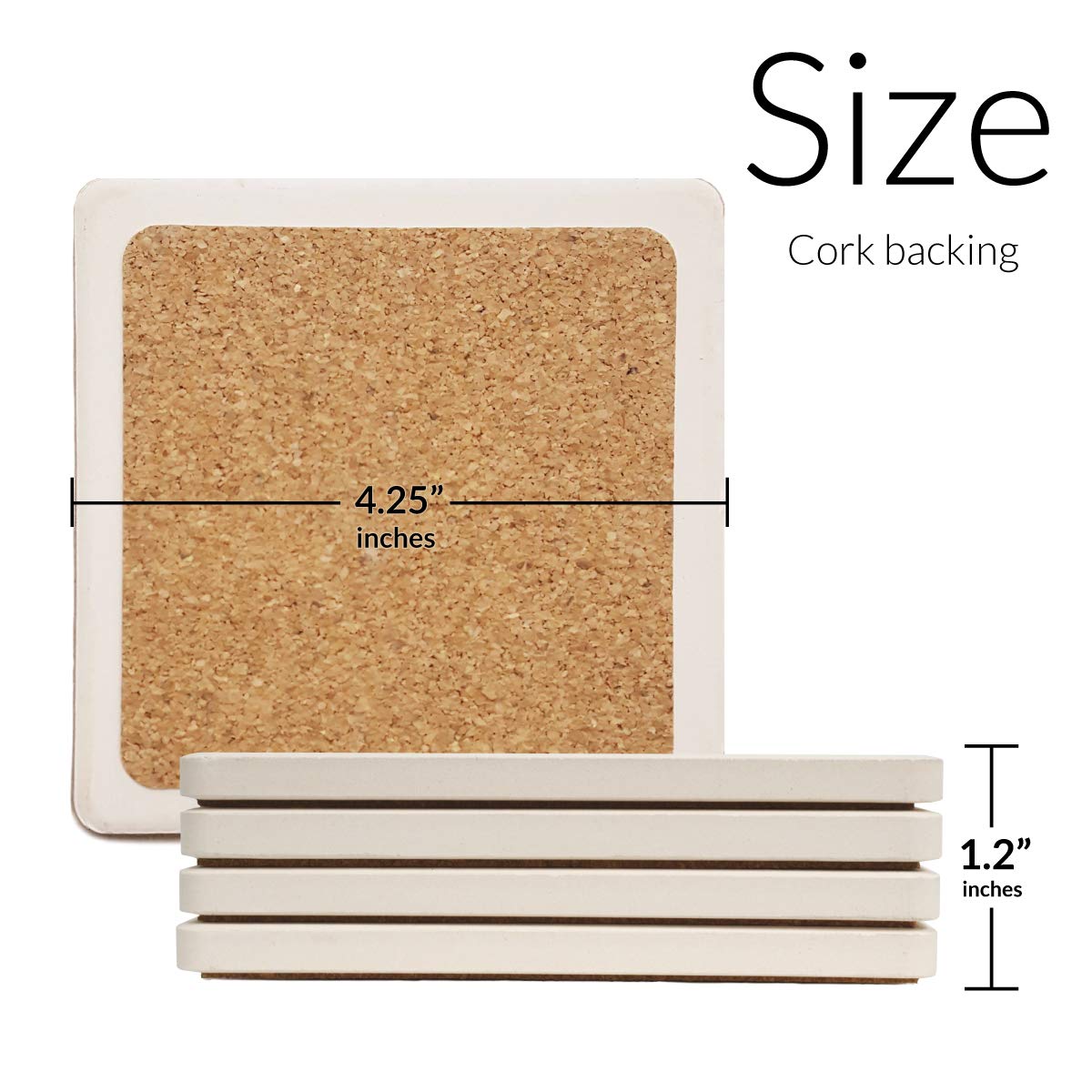 CoasterStone Boston Absorbent Set of Four Drink Coasters, 4.25 (AS9440)