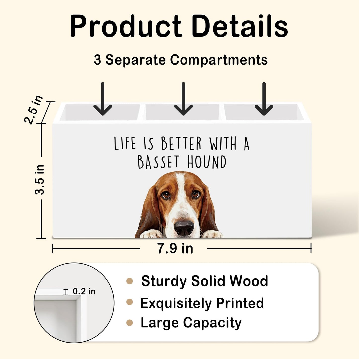 Basset Hound Dog Gifts Pen Pencil Holder for Desk, Funny Dog Lovers Gift Office Desk Accessories, Life Is Better with a Basset Hound Pen Holders Organizer for Women Kitchen Bathroom Decor