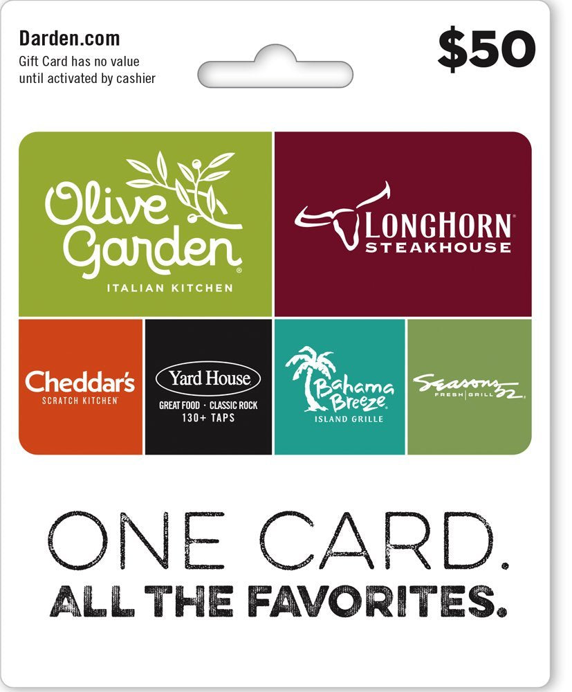 Darden Restaurants Physical Gift Card - $50