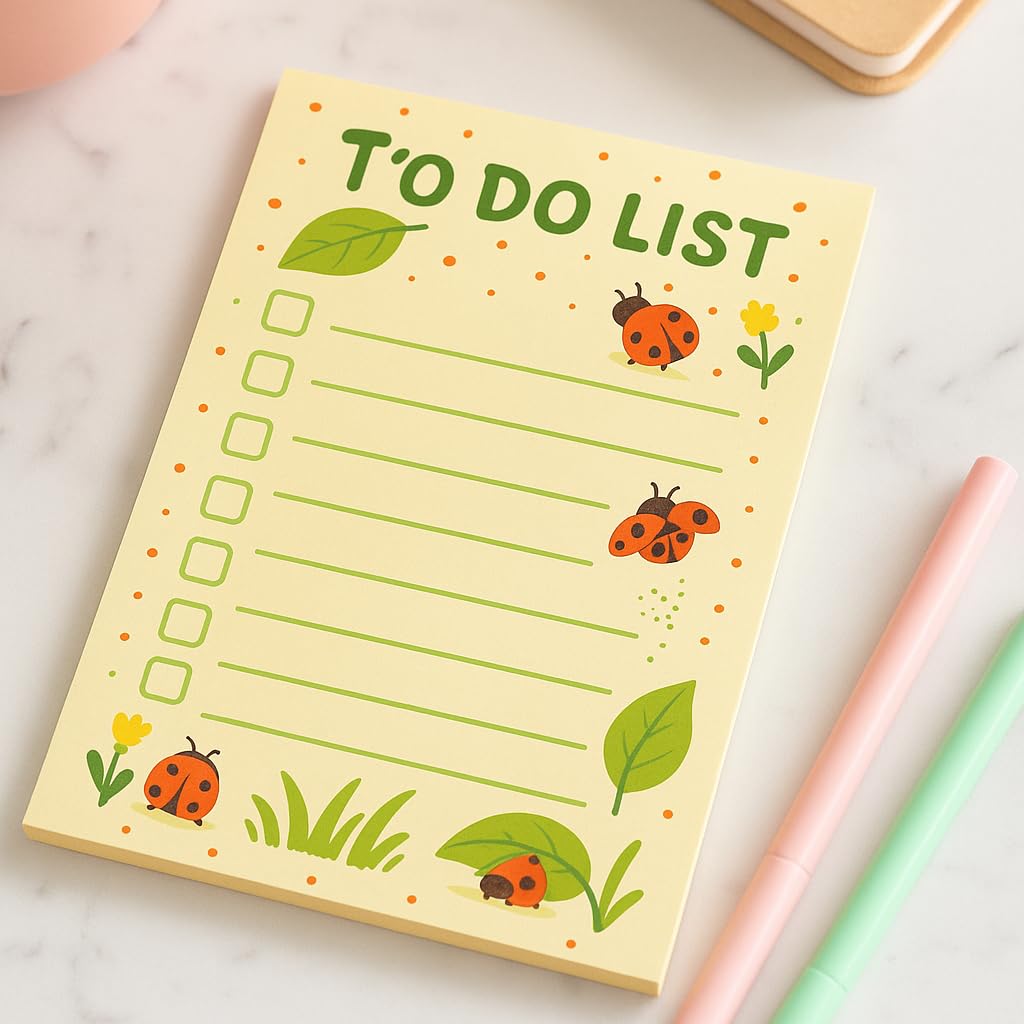 Ladybug Gifts – 4x6 Sticky Notes, 50 Sheets Nature-Themed Notepad with Cute Ladybugs, Birthday Gifts for Men, Women, Office Coworker, Friend