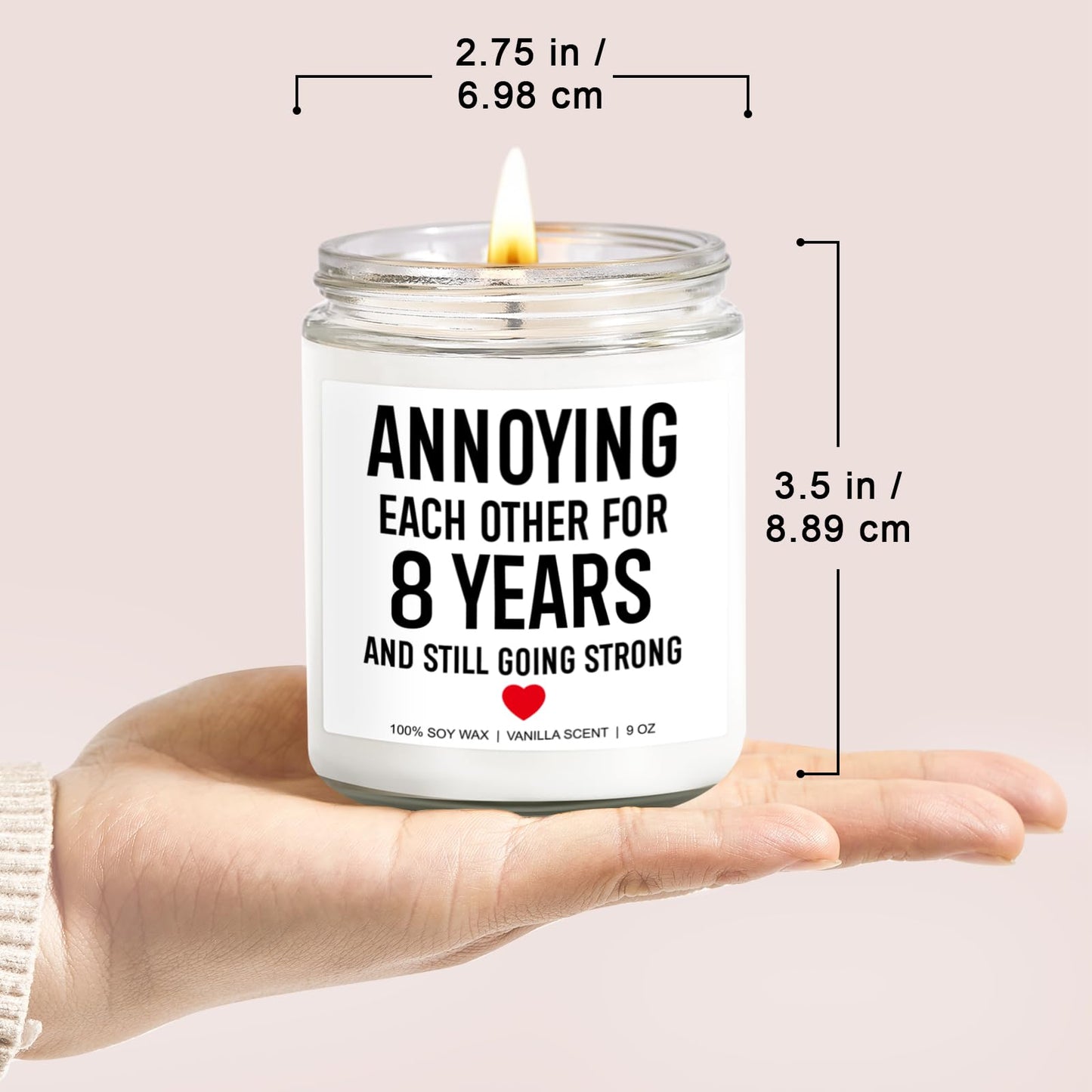 Younift Funny Scented Candle, 8 Year Bronze Anniversary, Gifts for Men, Women - 8th Anniversary, Gifts for Him, Her - 8th Wedding Anniv. Presents for Husband, Wife, Couple - 9 oz