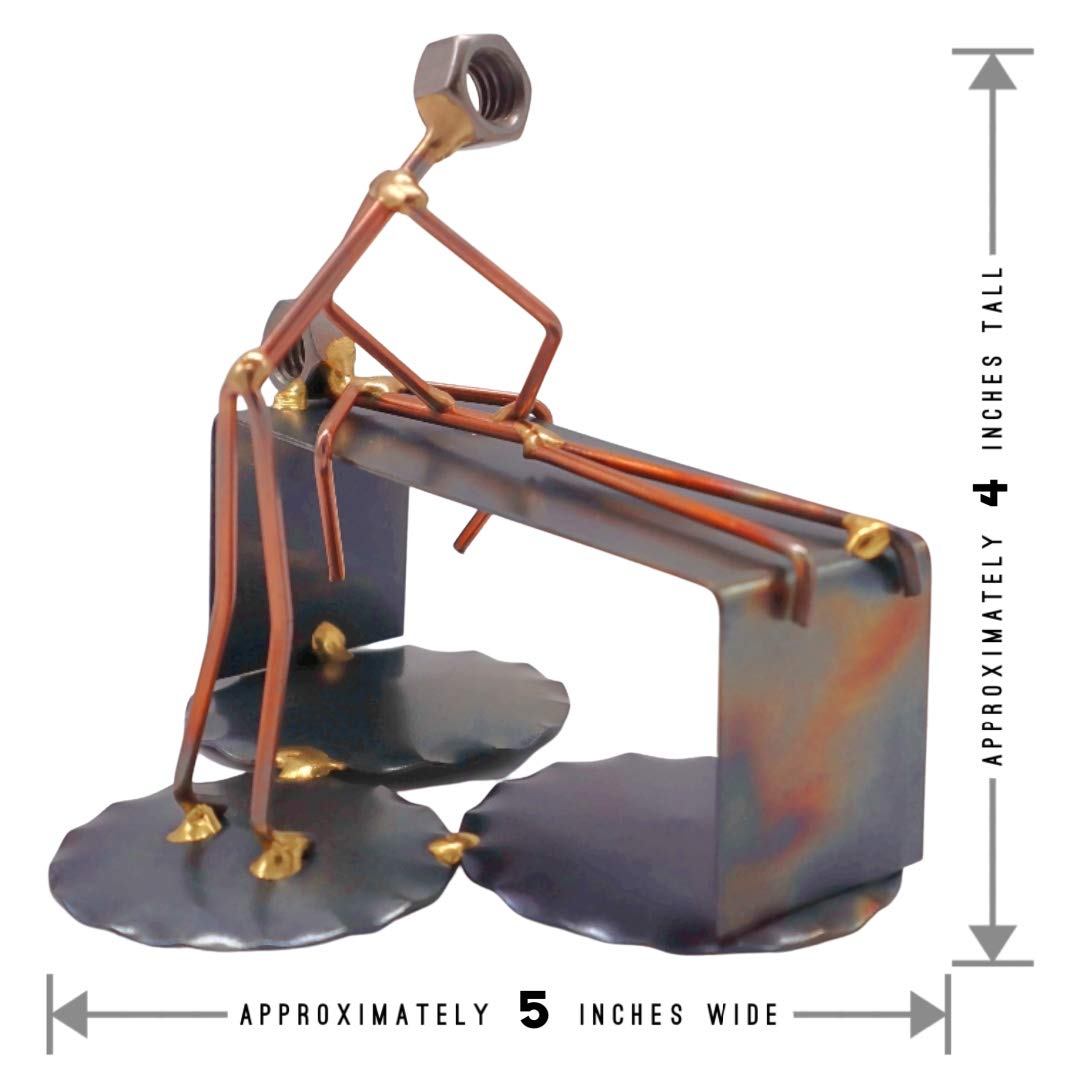 Massage Therapist - Handmade Metal Figurine - Hand Welded Metal Art and Recycled Metal Sculptures - Unique Desk Accessories, Medical Office Decor, & Massage Therapist Gifts
