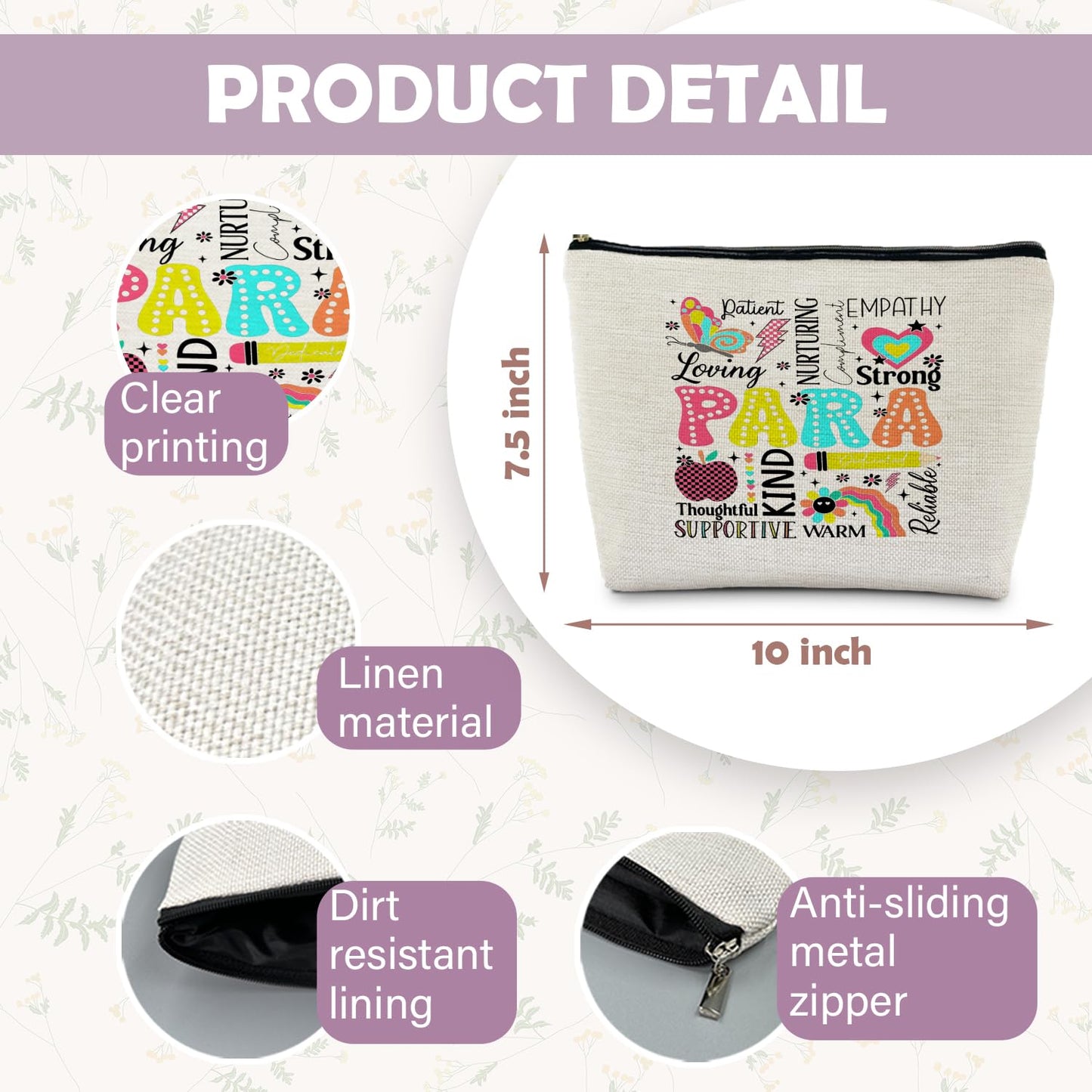 Paraprofessional Appreciation Gifts, Paraprofessional Makeup Bag, Paraprofessional Makeup Cosmetic Pouch