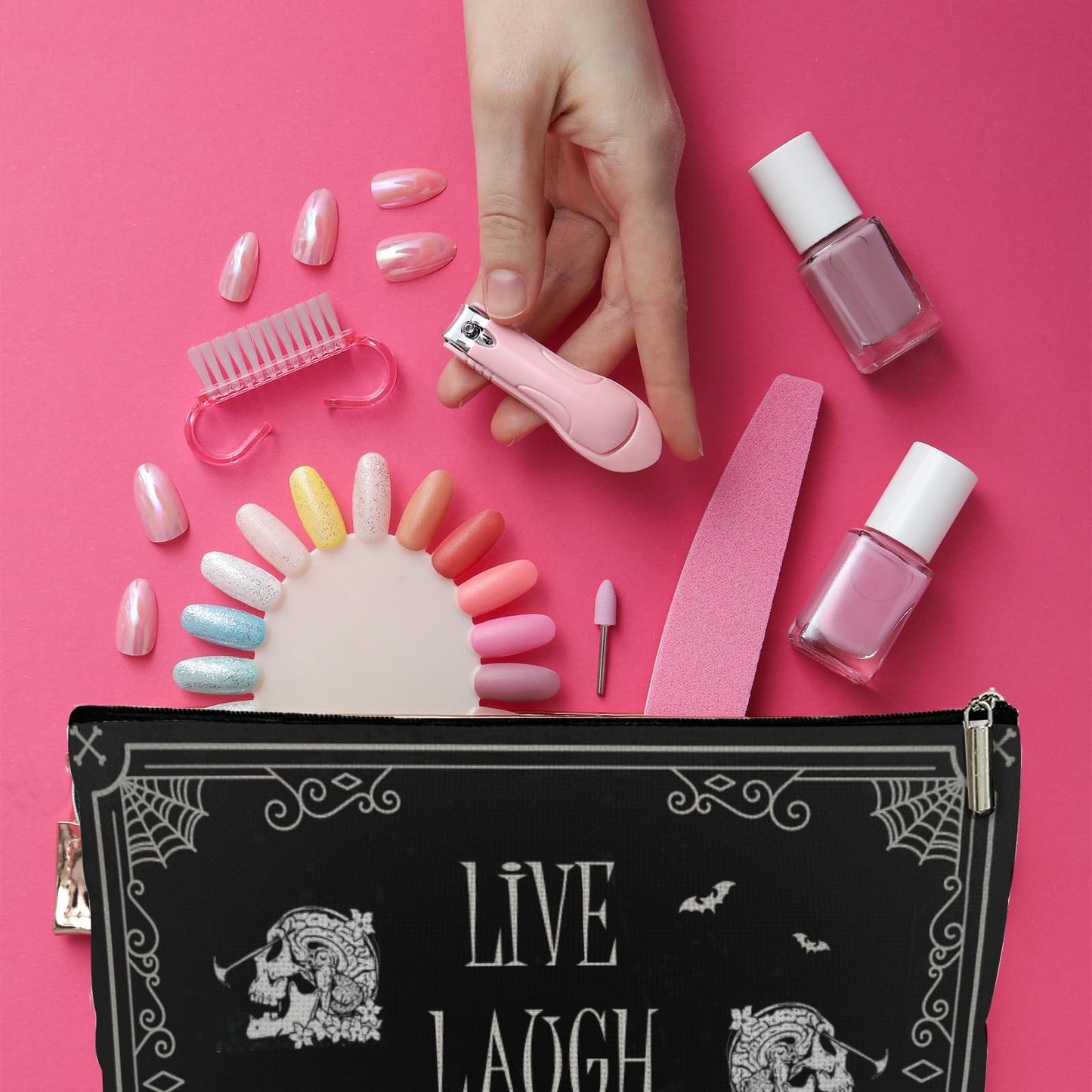 Funny Dark Humor Goth Gifts for Women, Live Laugh Lobotomy Cosmetic Bag, Funny Gothic Makup Bag Birthday Gifts for Women Zipper Pouch Bag