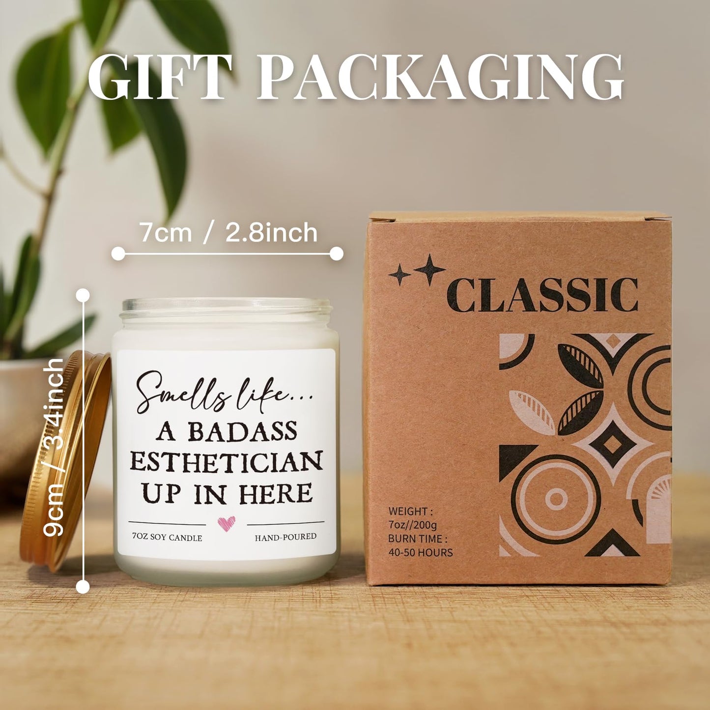 Esthetician Gifts for Women, Cosmetology Graduation - Handmade Lavender Soy Wax Candle, Valentines Day, Birthday Gifts for Beautician, Skin Therapist, Cosmetologist, Aesthetician, Esthetician Decor