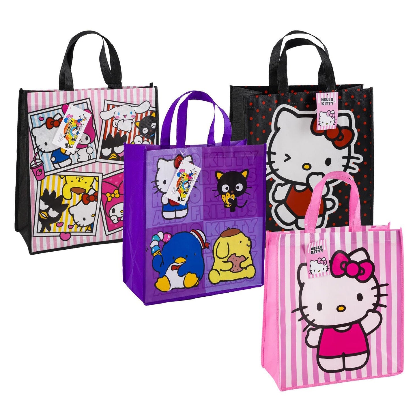Fast Forward Hello Kitty and Friends Tote Bag 4 Pack 16" Assorted, Picture Frame Design