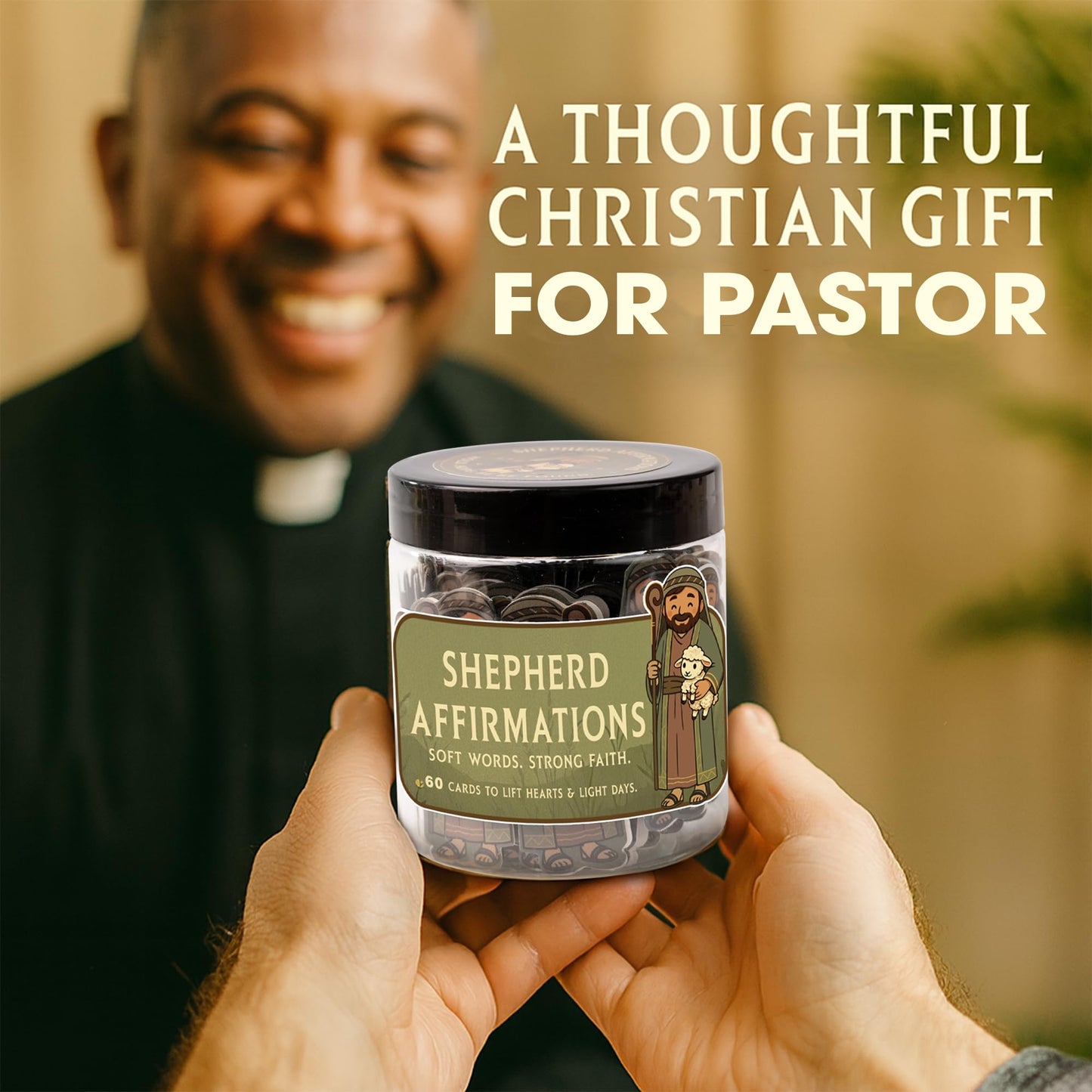 Shepherd Affirmations Jar- Faith & Encouragement Notes, Christian Gifts for Men & Women, Pastor Appreciation Gifts for Men, Pastor Wife Appreciation Gift, Christmas Gift